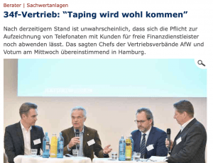 34f-Vertrieb: Taping wird wohl kommen